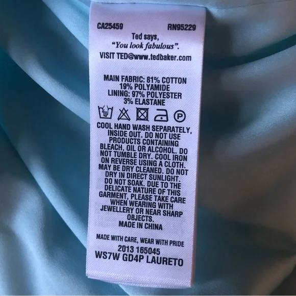 Ted Baker Baby Blue Laureto Fit & Flare Lace Dress Pleated Skirt Net Cut Outs - Picture 16 of 16